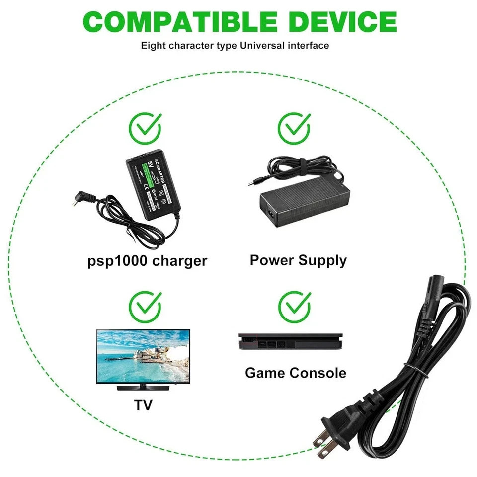 AC Adapter Home Wall Charger Power Supply For SONY PSP 1000 2000 3000 Slim Lite