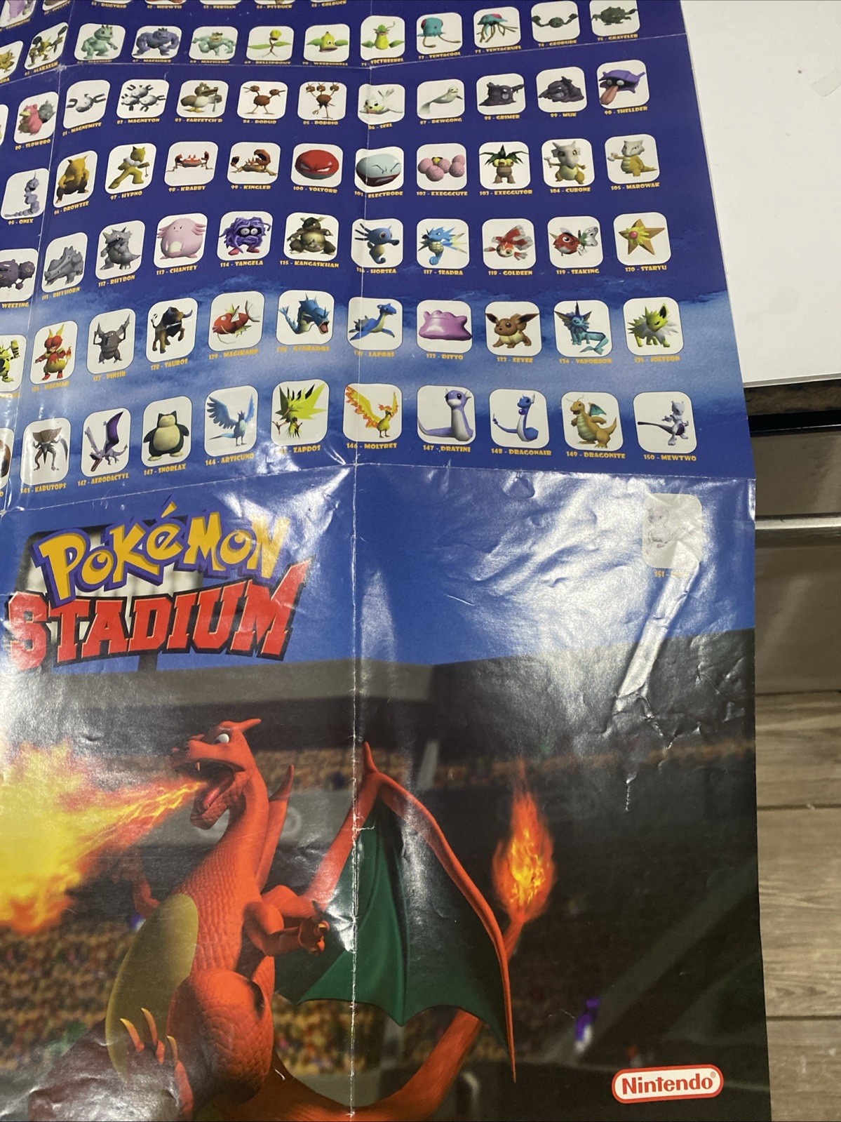 Vintage 2000 Pokemon Stadium Nintendo 64 Used Poster Promo RARE (31×20)