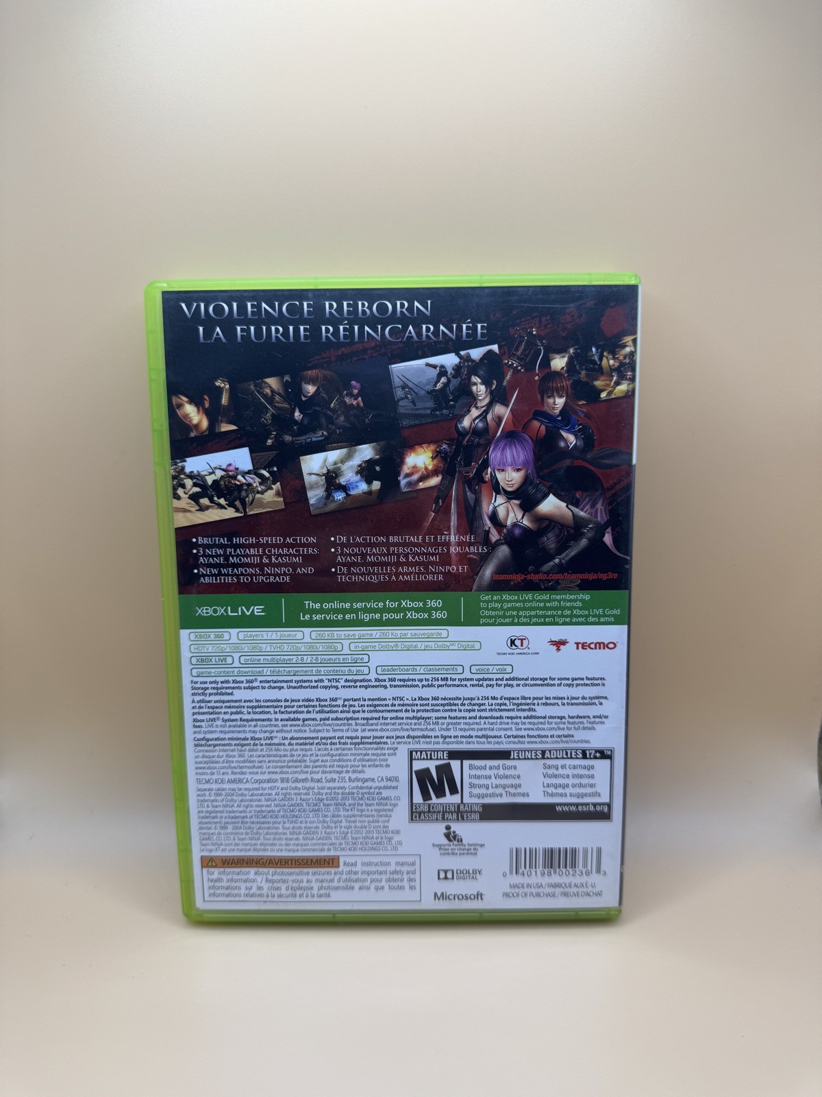 Ninja Gaiden 3: Razor’s Edge CIB (Xbox 360) – Authentic & Tested