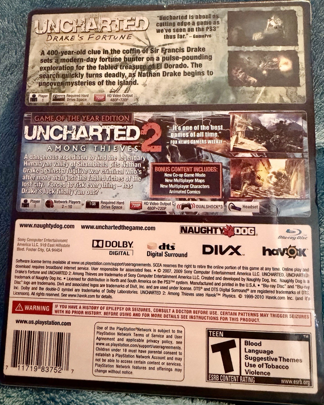 ~*~NEW, Sealed Uncharted Drake’s Fortune & 2 Amongst Thieves Dual Pack – PS3~*~