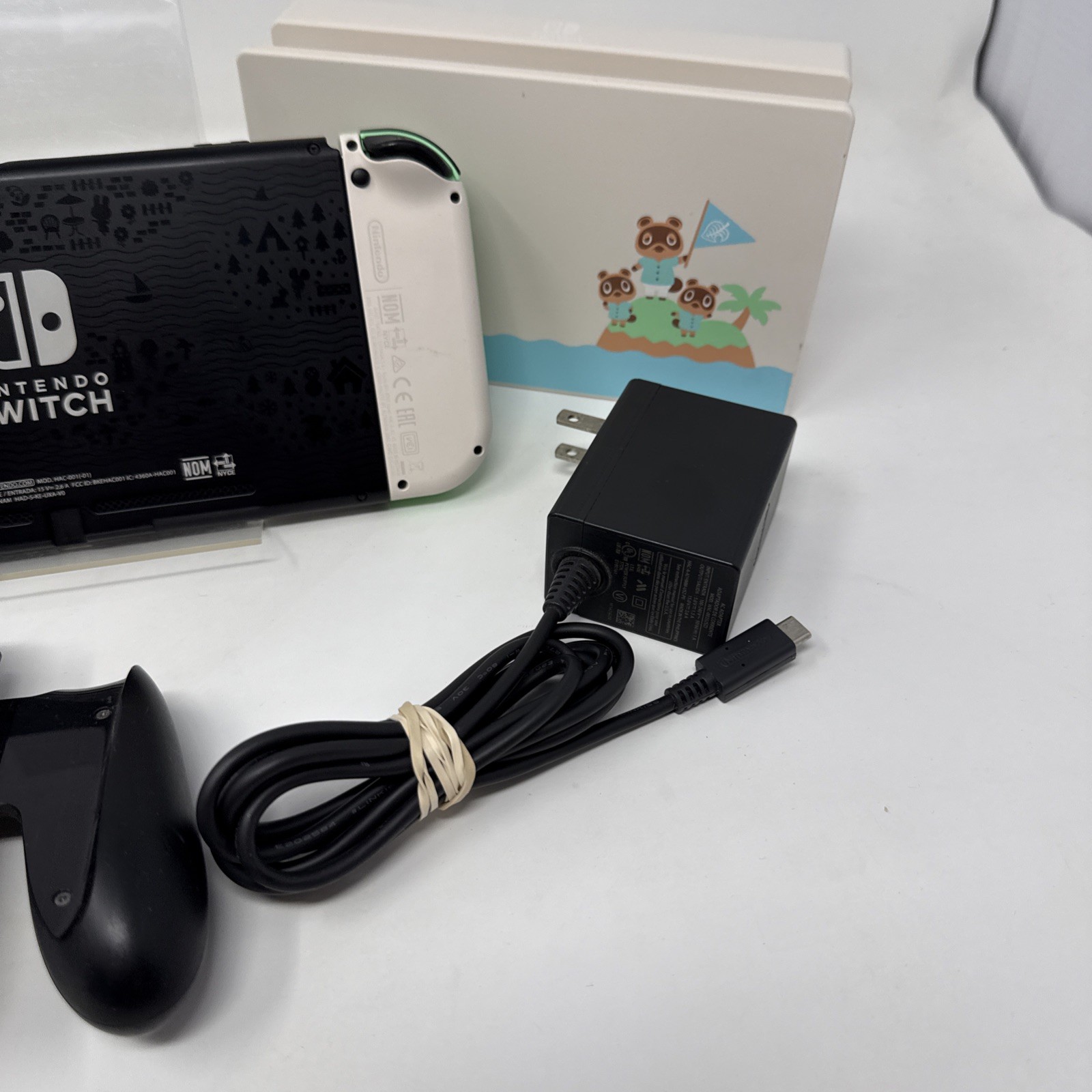 Nintendo Switch System Animal Crossing Edition W/ Charger And Matching Dock