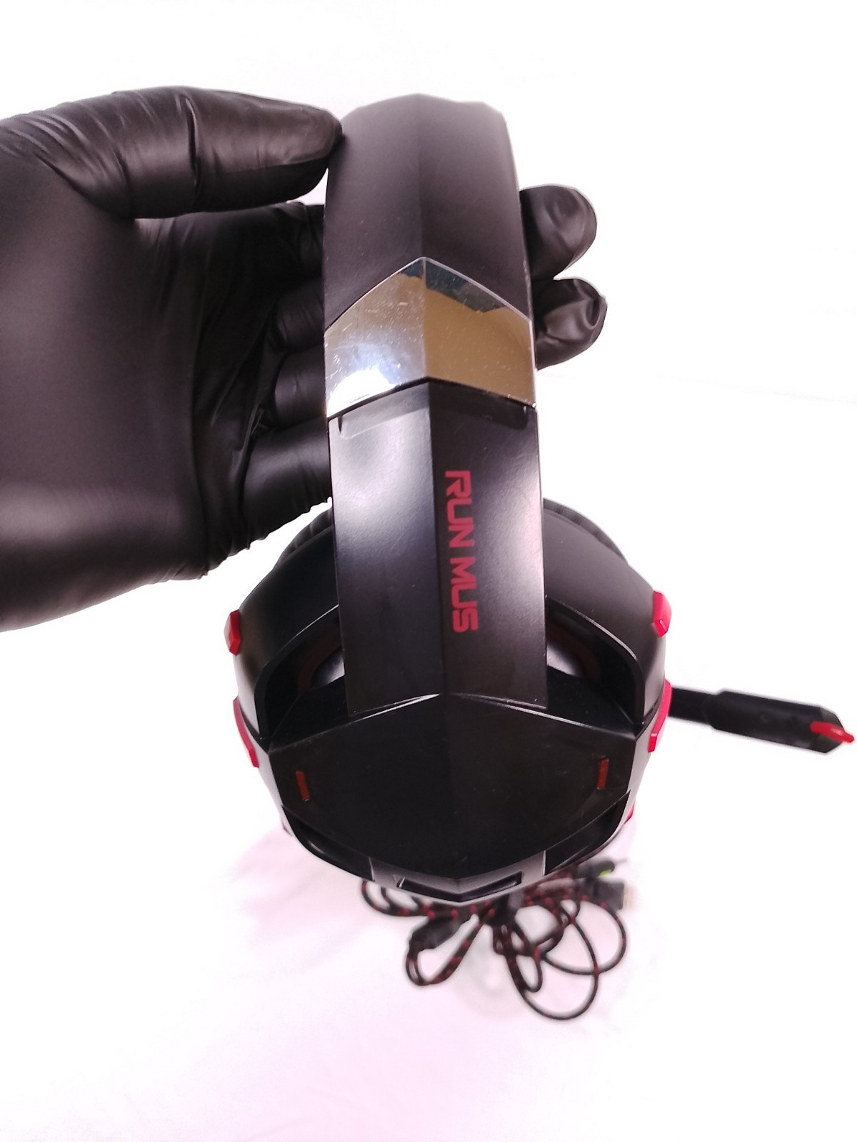 RUNMUS K2 Pro Gaming Headset, Noise Cancelling Mic, USB/3.5mm, Black/Red