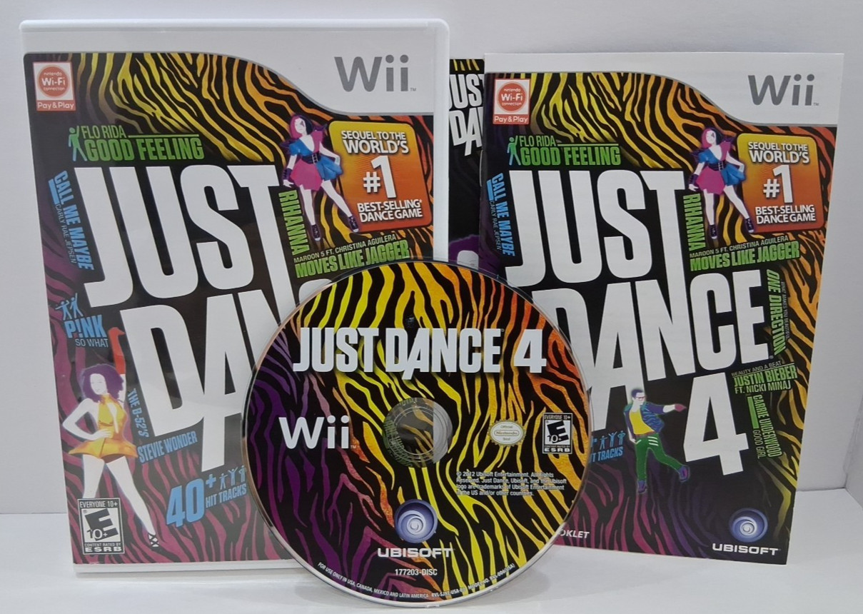 Nintendo Wii Just Dance 4 Complete Game, Case & Manual Tested & Working