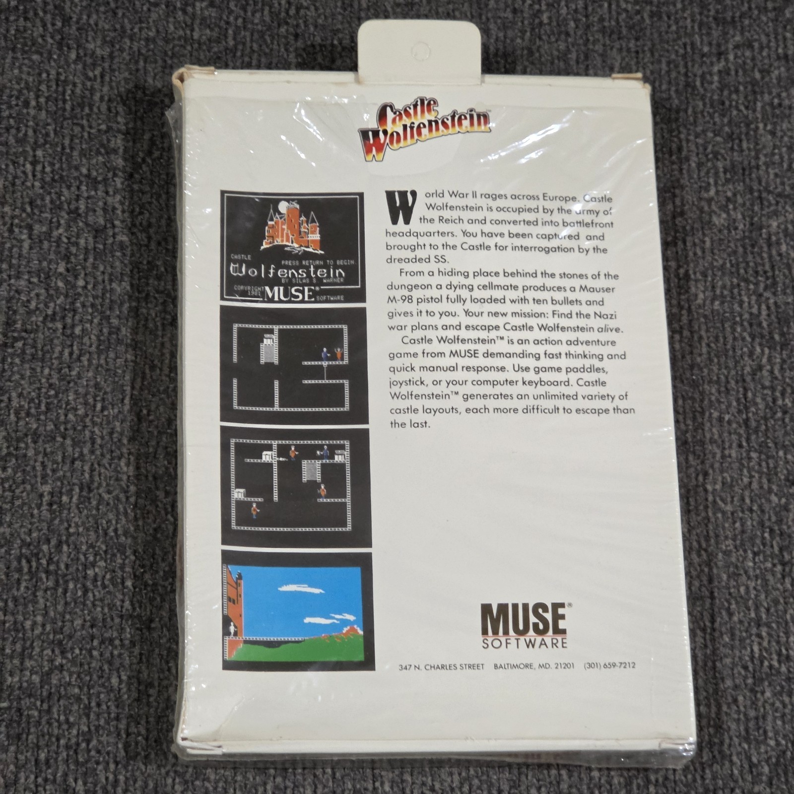 Castle Wolfenstein ATARI 400/800/1200XL Floppy Disk COMPLETE IN BOX TESTED