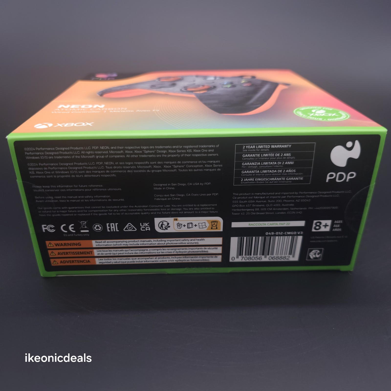 PDP Neon Atomic Carbon Wired Controller for XBOX Series X-S ONE App Enabled New