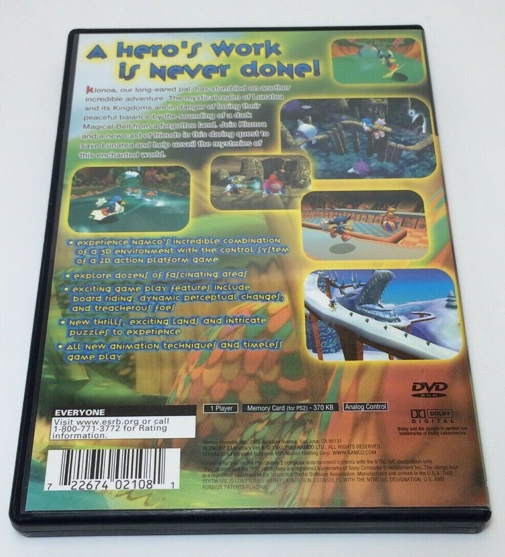 Klonoa 2: Lunatea’s Veil SONY PlayStation 2, 2001 PS2 COMPLETE NEW PRISTINE MINT