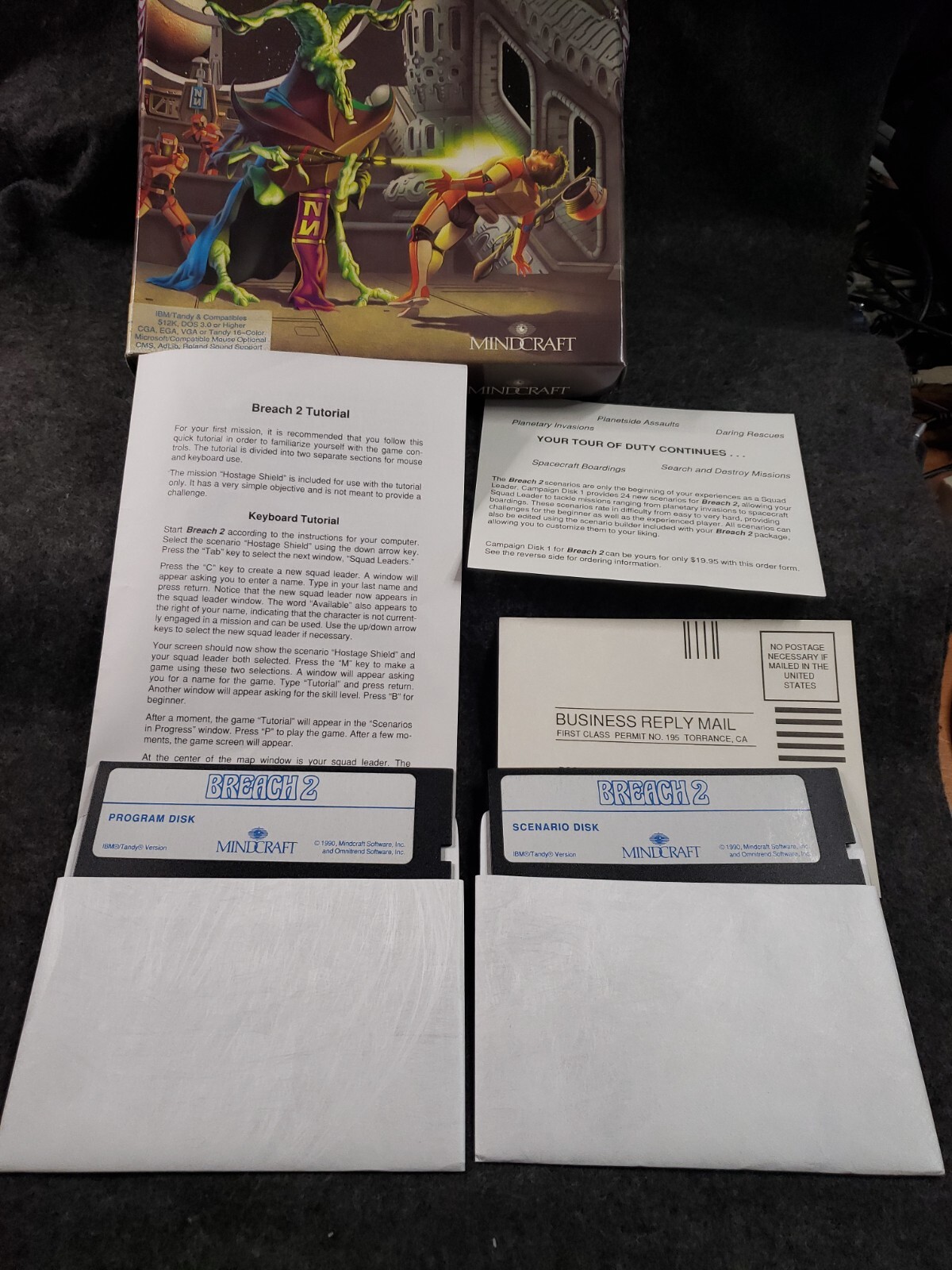 Breach 2 Mindcraft Game – (IBM, 1990) 5.25” Floppy – PC Big Box ……….(SB3)