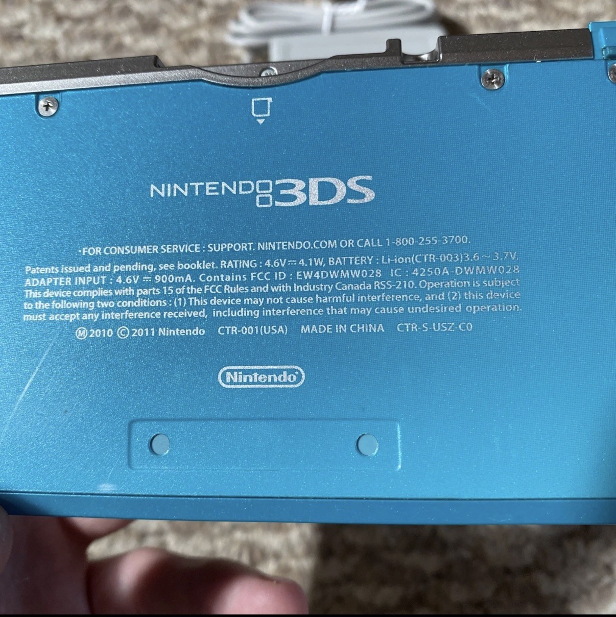 Nintendo 3DS Aqua Blue Handheld Handheld Console System CTR-001 Tested USA