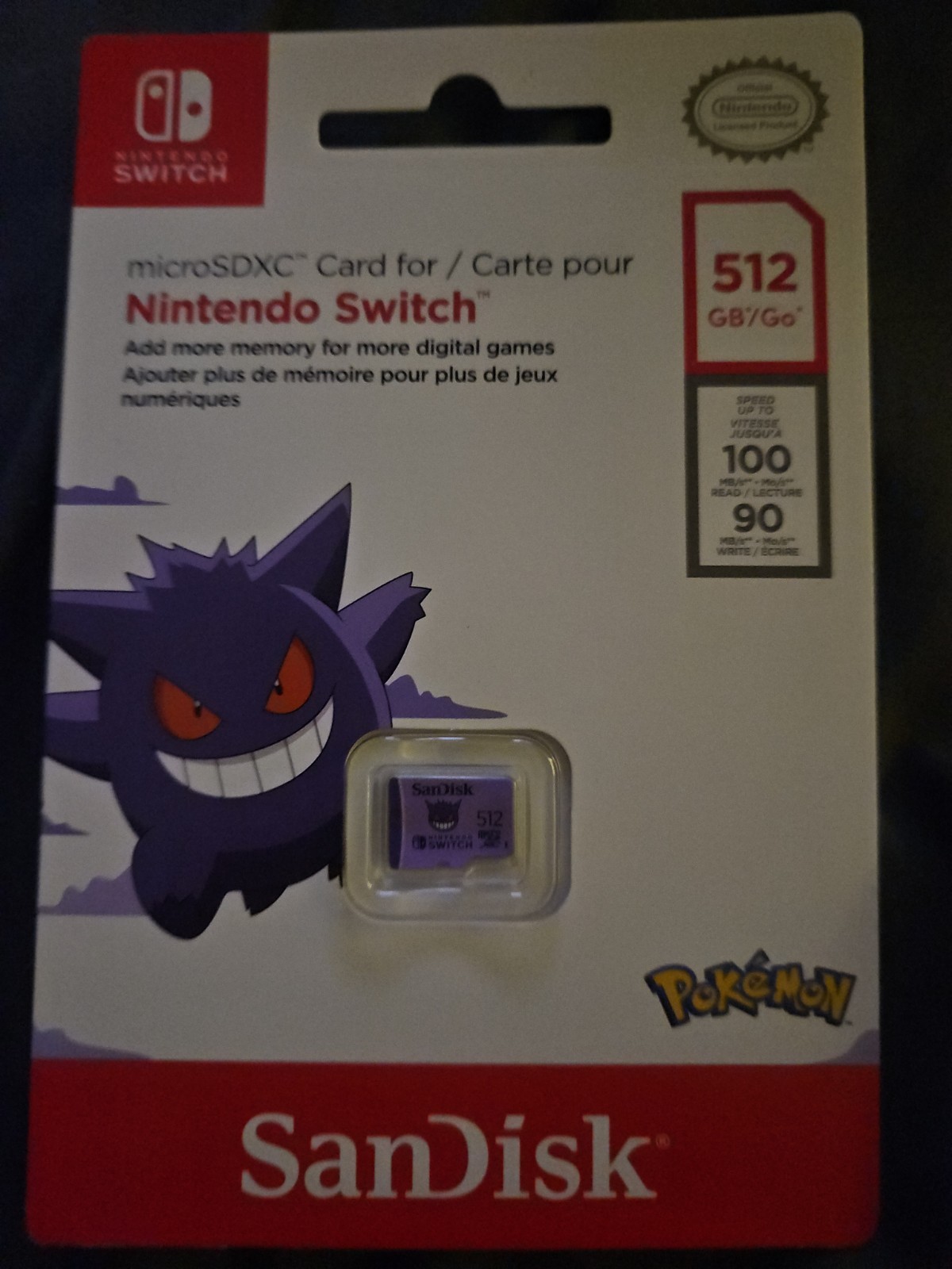 SanDisk 512GB microSDXC Memory Card Nintendo Switch Pokemon Gengar Brand New