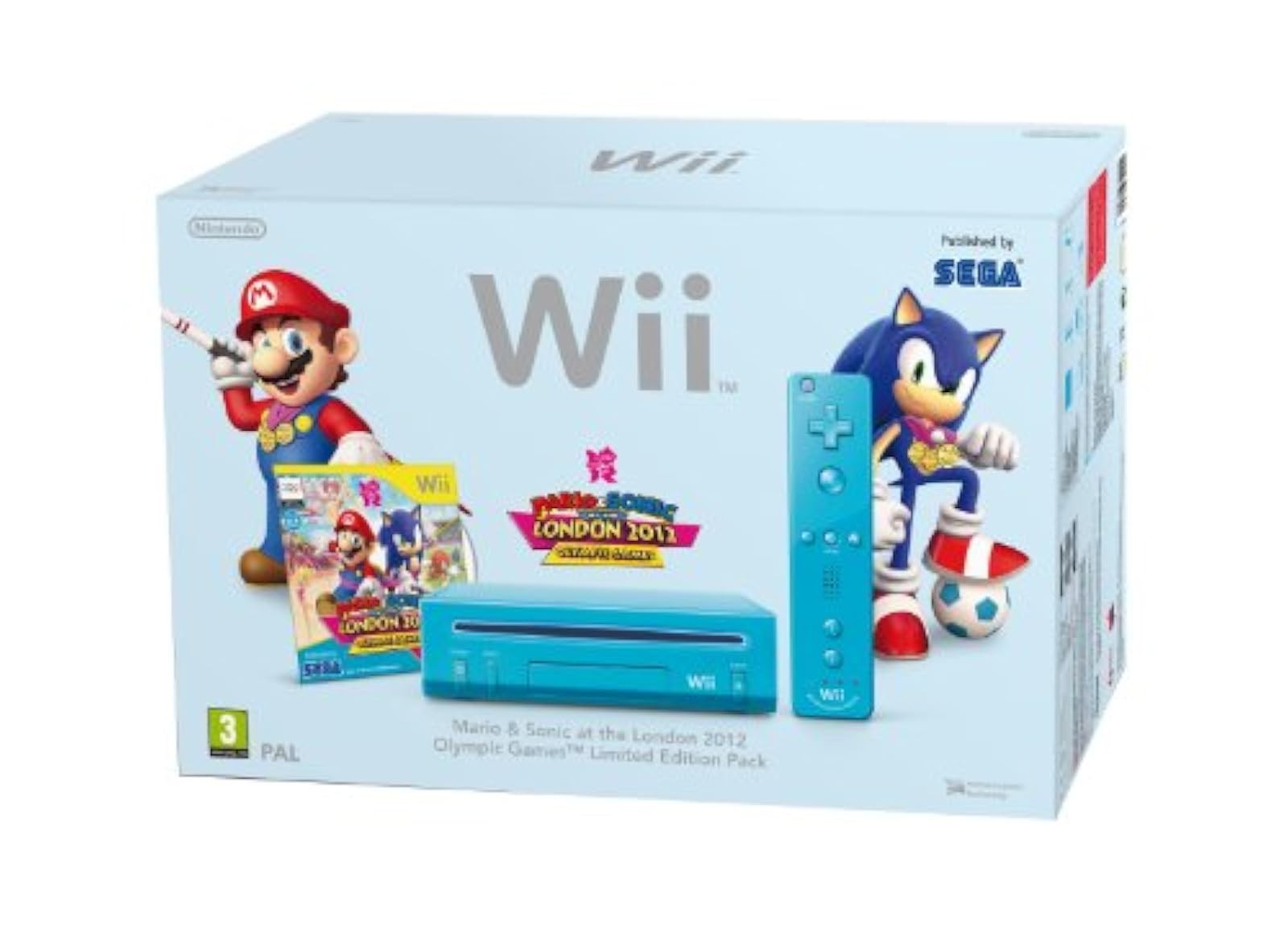 Nintendo Wii Console With Mario And Sonic Olympics 2012 Blue Very Good 8Z