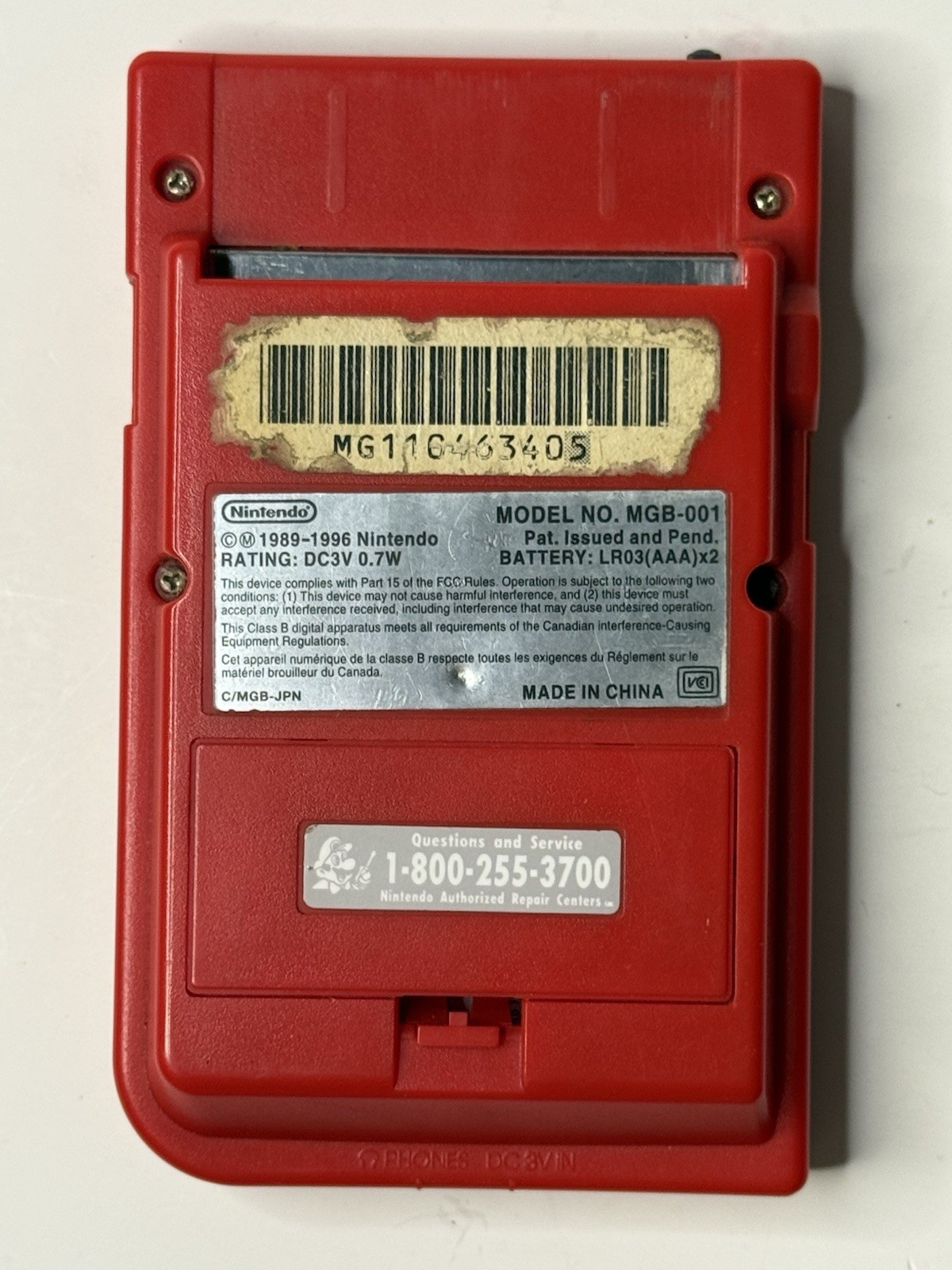 Original Nintendo Game Boy Pocket Red Handheld System w/ Headphone Jack
