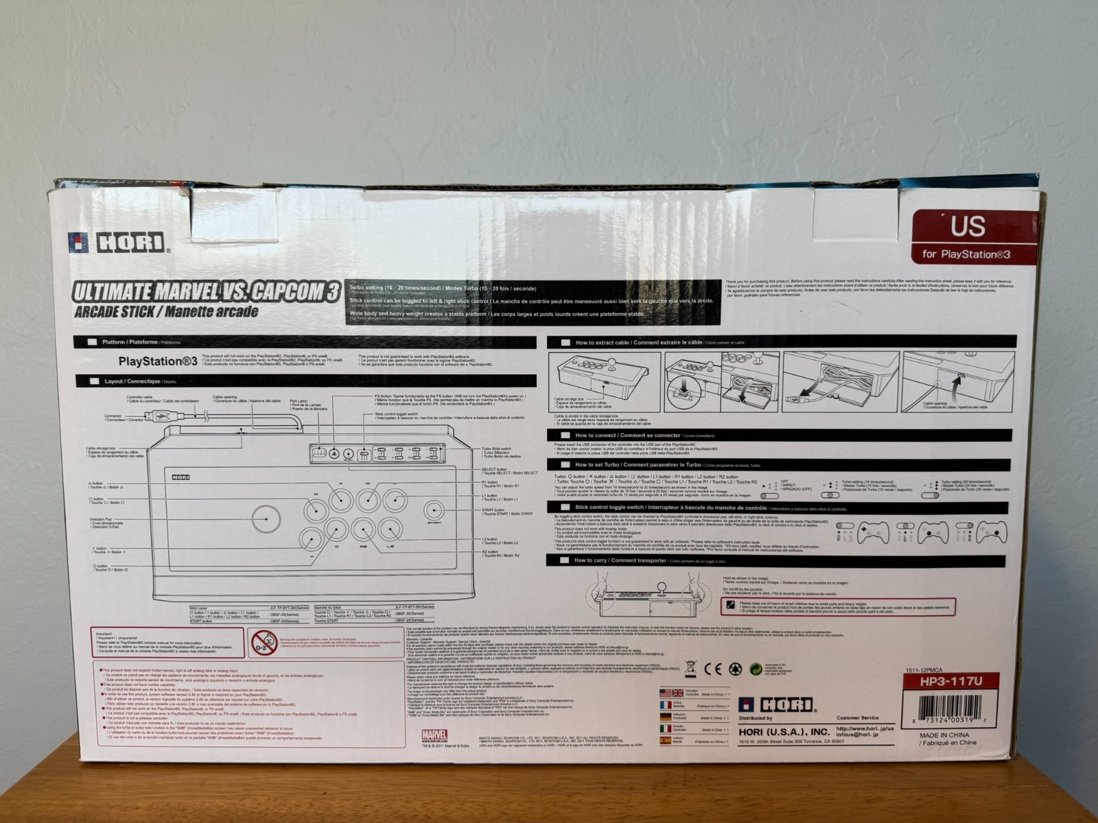 Ultimate Marvel vs Capcom 3 Hori Arcade Stick PS3, 8-way gate included