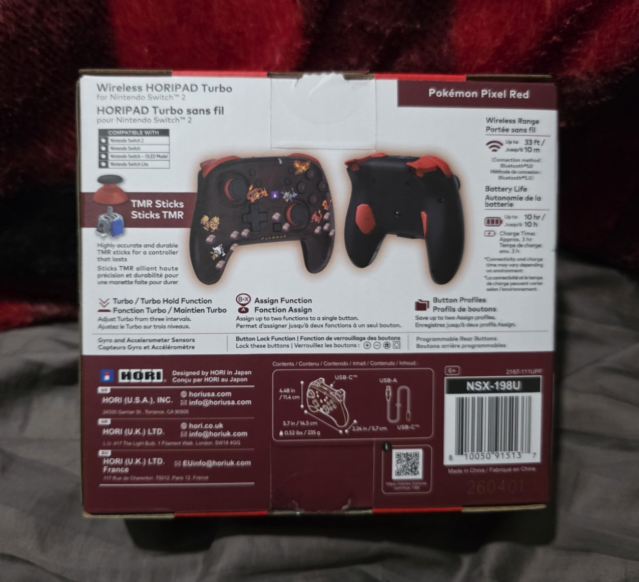 2026 HORI Wireless HORIPAD Turbo (Pokemon Red Themed) for Nintendo Switch 2