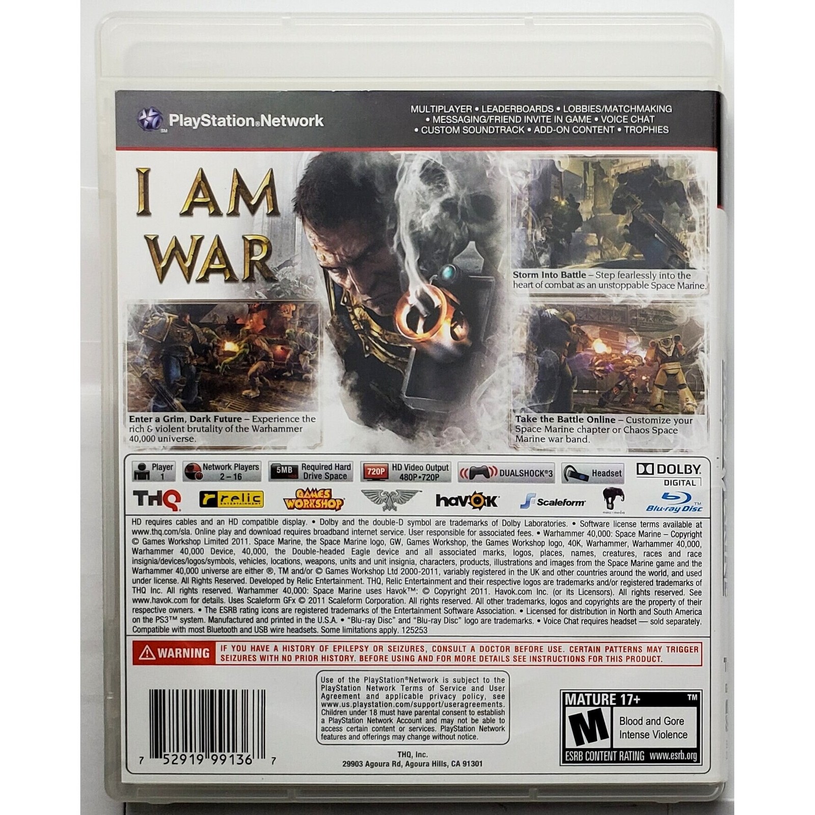 Warhammer 40000 Space Marine – Sony Playstation 3 PS3 Pristine Tested