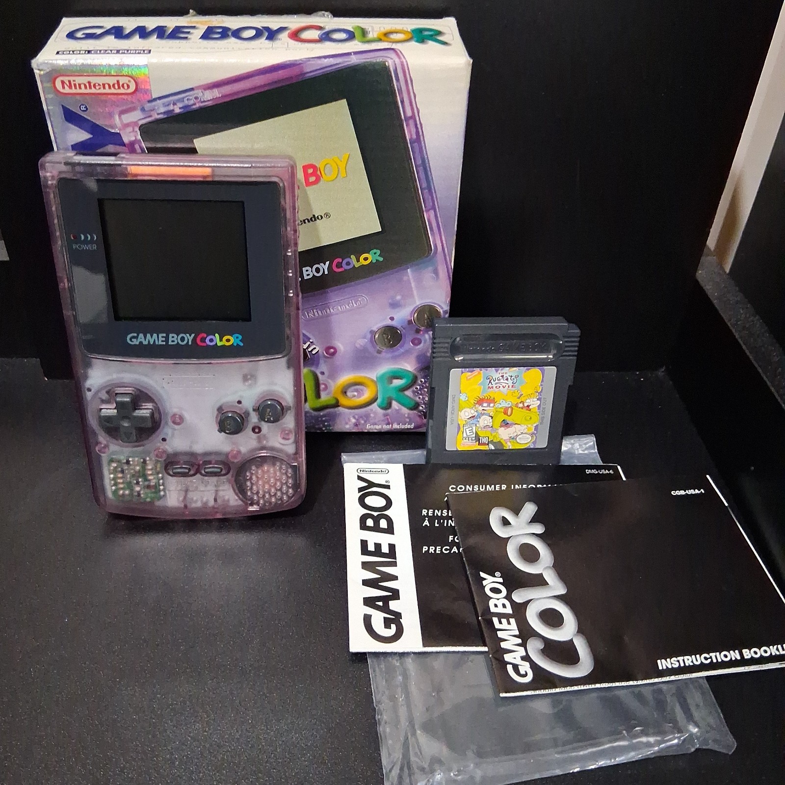 Clean! Nintendo GameBoy Color Atomic Purple Console Complete In Box CiB CGB-001
