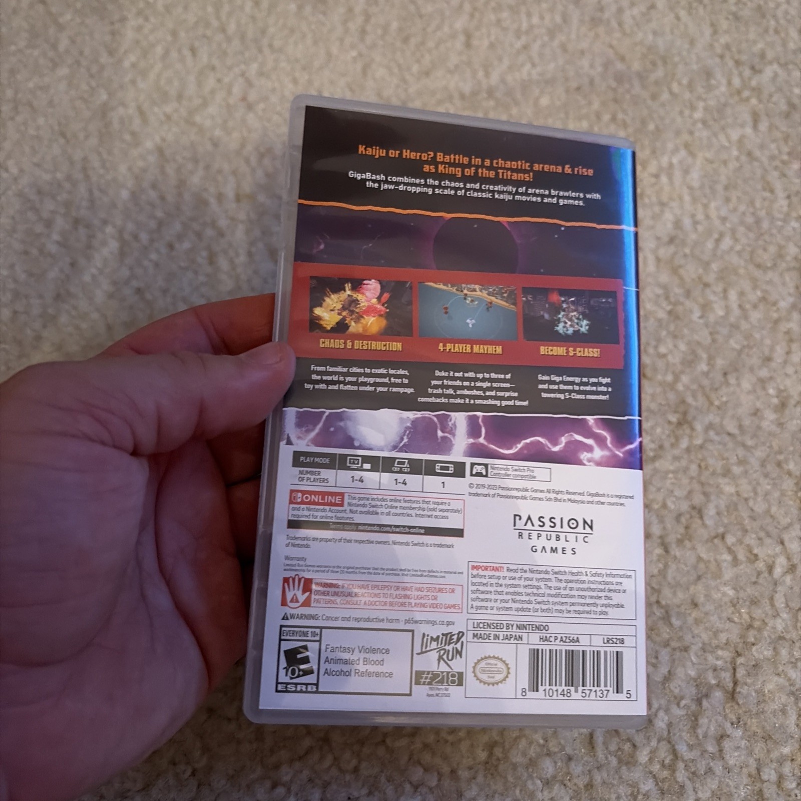 Gigabash – Limited Run Games #218 – Nintendo Switch Complete RARE GIGA BASH