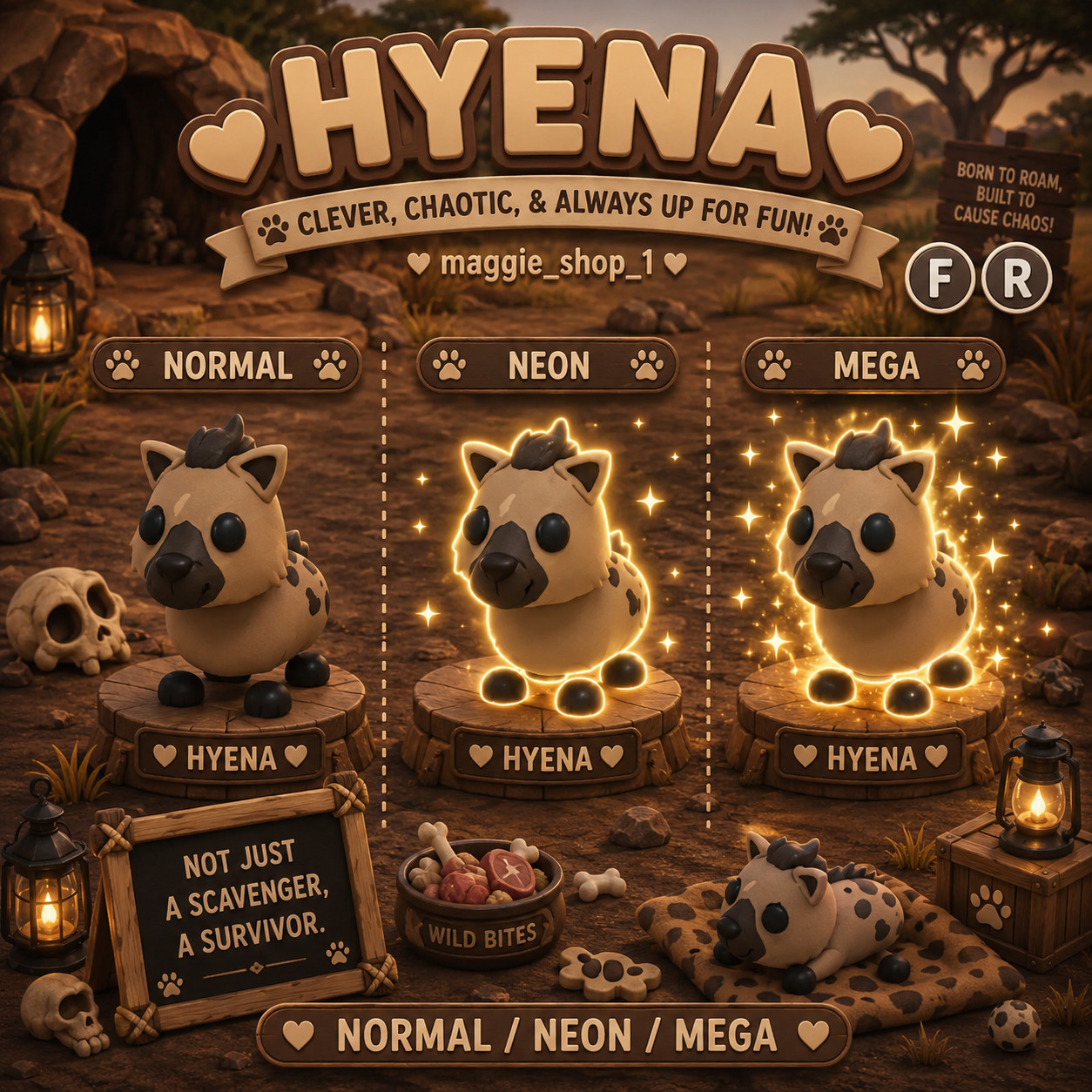 Hyena FR Normal/Neon /Mega ✨ Adopt From Me Today ✨ Top Picks
