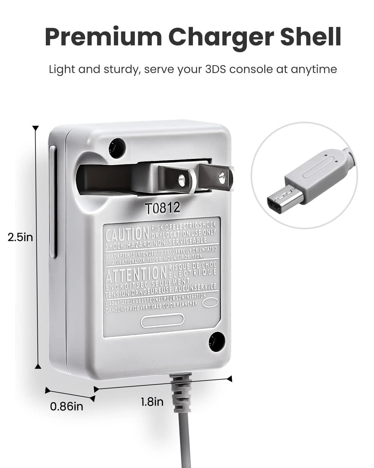3DS Charger for Nintendo 3DS/ DSi/DSi XL/ 2DS/ 2DS XL/New 3DS Wall Plug Adapter