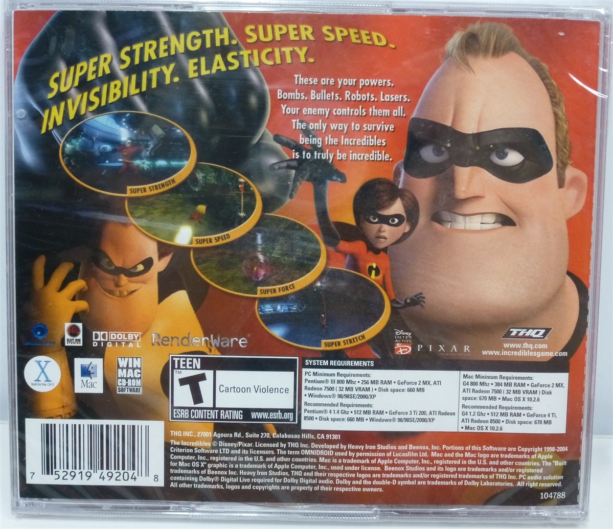 Video Game PC Disney The Incredibles 2 Disc NEW SEALED Jewel No Front Insert
