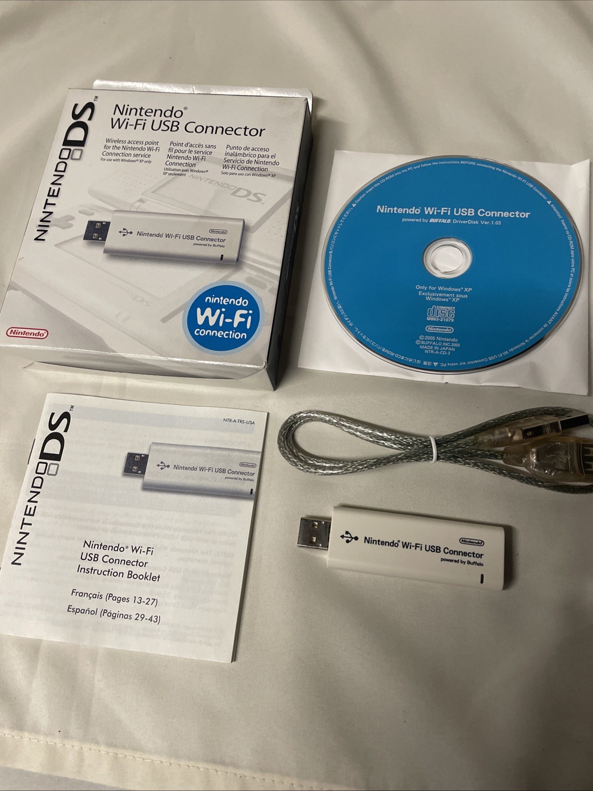 Nintendo Wii DS Wi-Fi USB Connector NTR-010 w Cable & Disc! ~ Works Great!