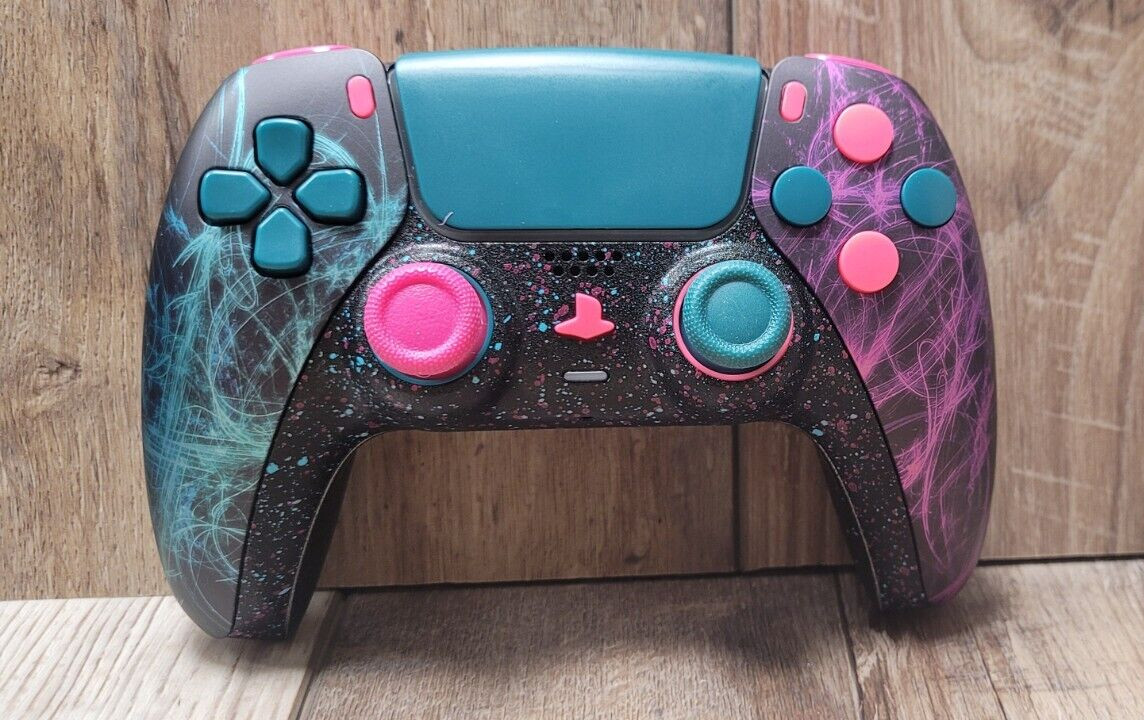 PLAYSTATION/PS5 CUSTOM MULTI COLOR SPLATTER & TEXTURED CONTROLLER💗