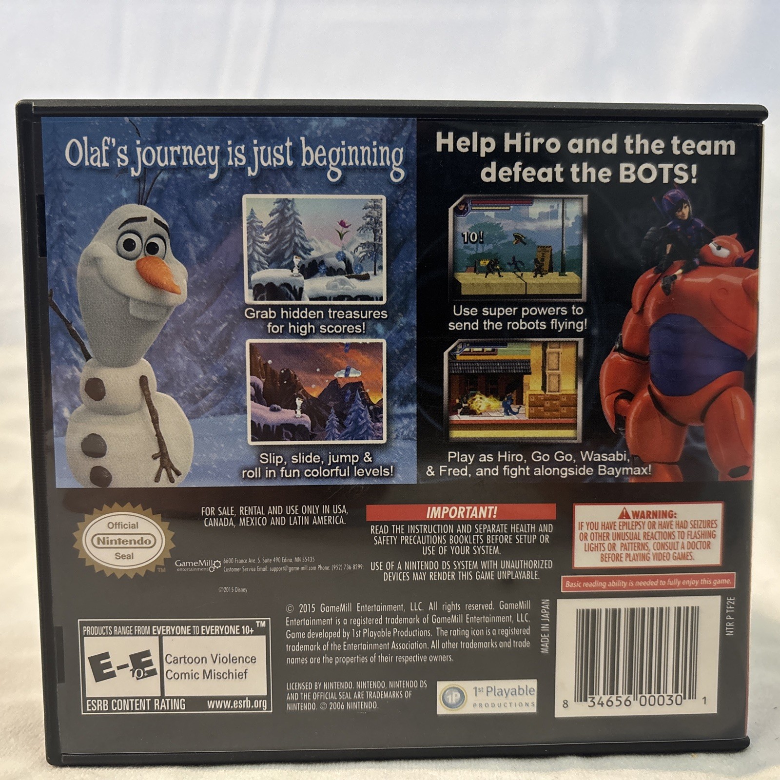 Disney Two Pack Big Hero 6 & Frozen Olaf’s Quest (Nintendo DS) Complete in Box