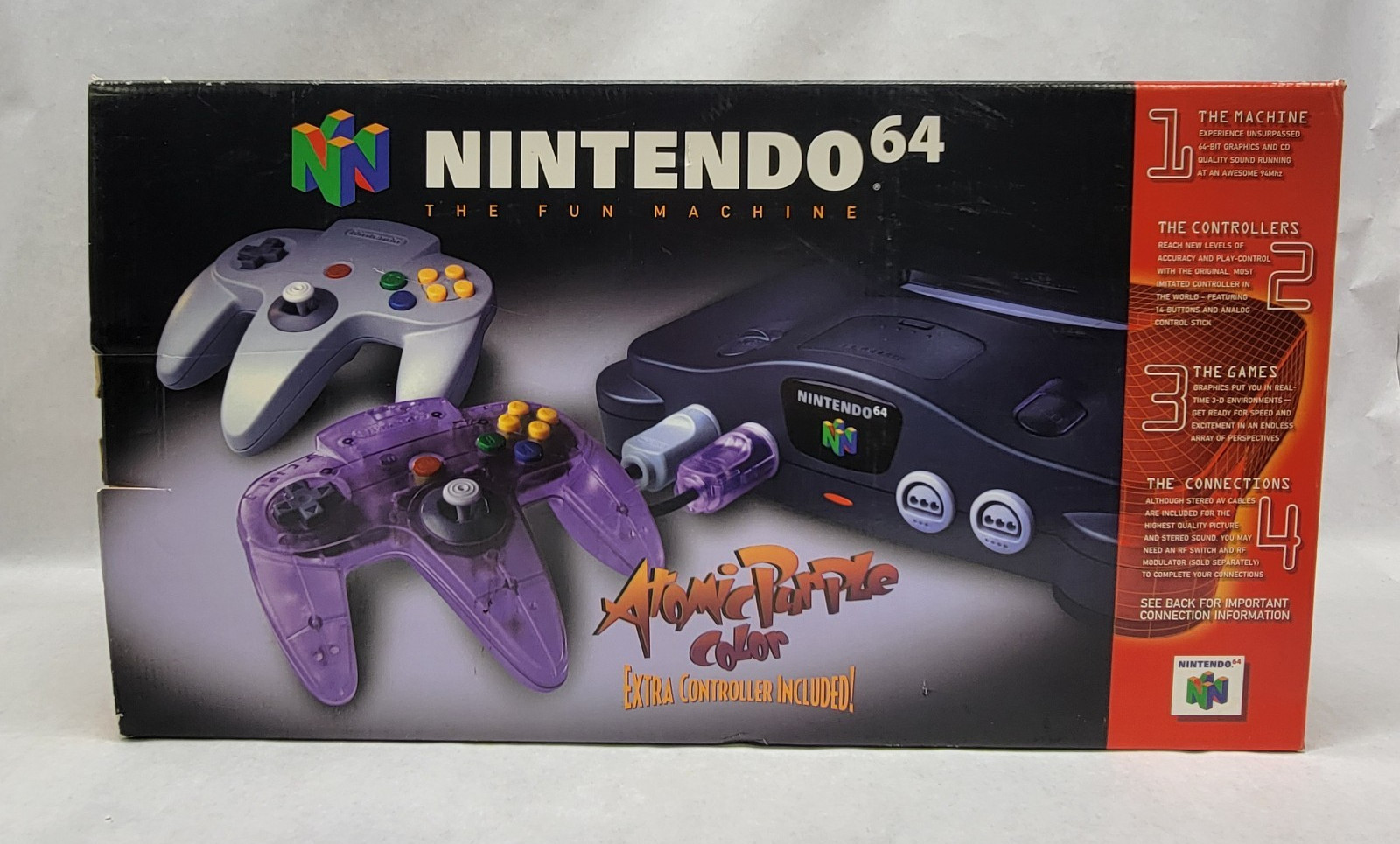 Nintendo 64 w/ Atomic Purple Extra Controller Complete in Box w/ Manuals & Foam