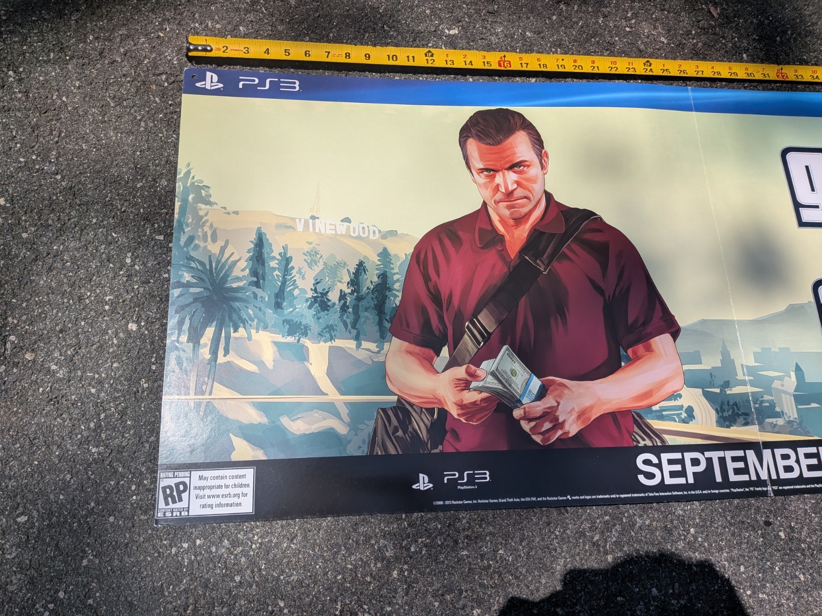 Grand Theft Auto V Promo Banner Poster GameStop RARE GTA 5 Michael Promotional