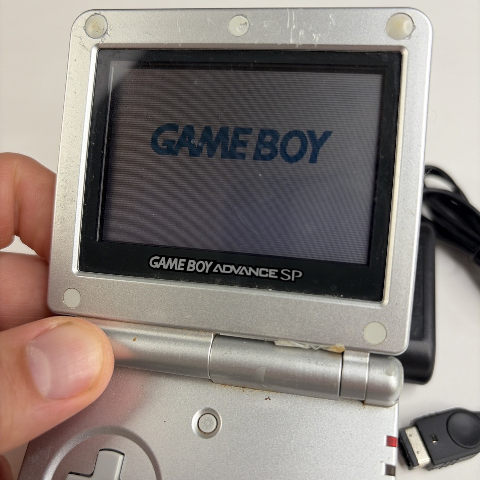 Gameboy Advanced sp GBA Platinum Silver Ags-001 Tested US Model