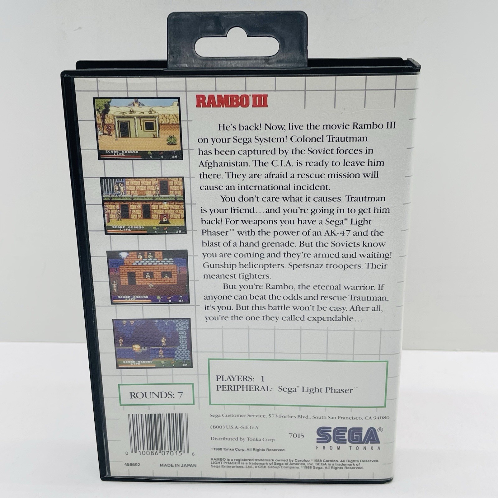 Rambo III 3 (Sega Master System, SMS 1986) CIB Complete w/ Manual Authentic