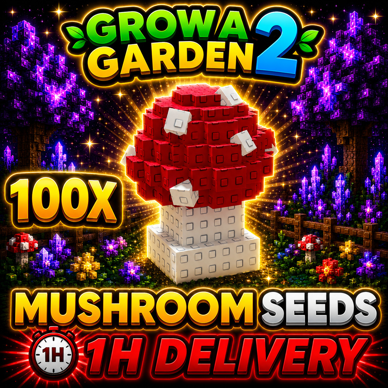 🪴Grow a Garden 2🪴 | 🍄 100x MUSHROOM SEEDS🍄 | 🔴1 HOUR DELIVERY🔴