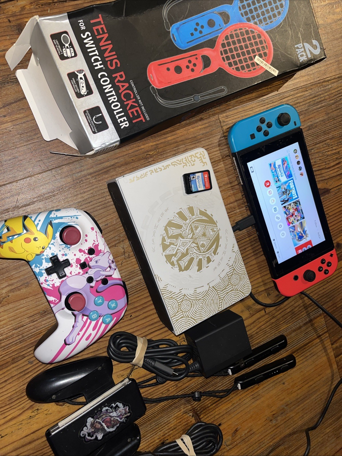 Nintendo Switch 32GB System – Red & Blue Bundle – Switch Sports Game Zelda Dock