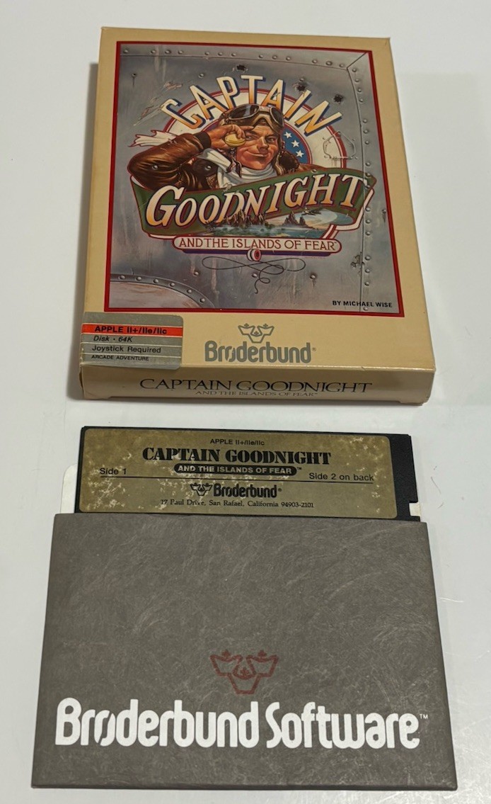 RARE 1985 Captain Goodnight and The Island Of Fear, Broderbund, Apple II, Box