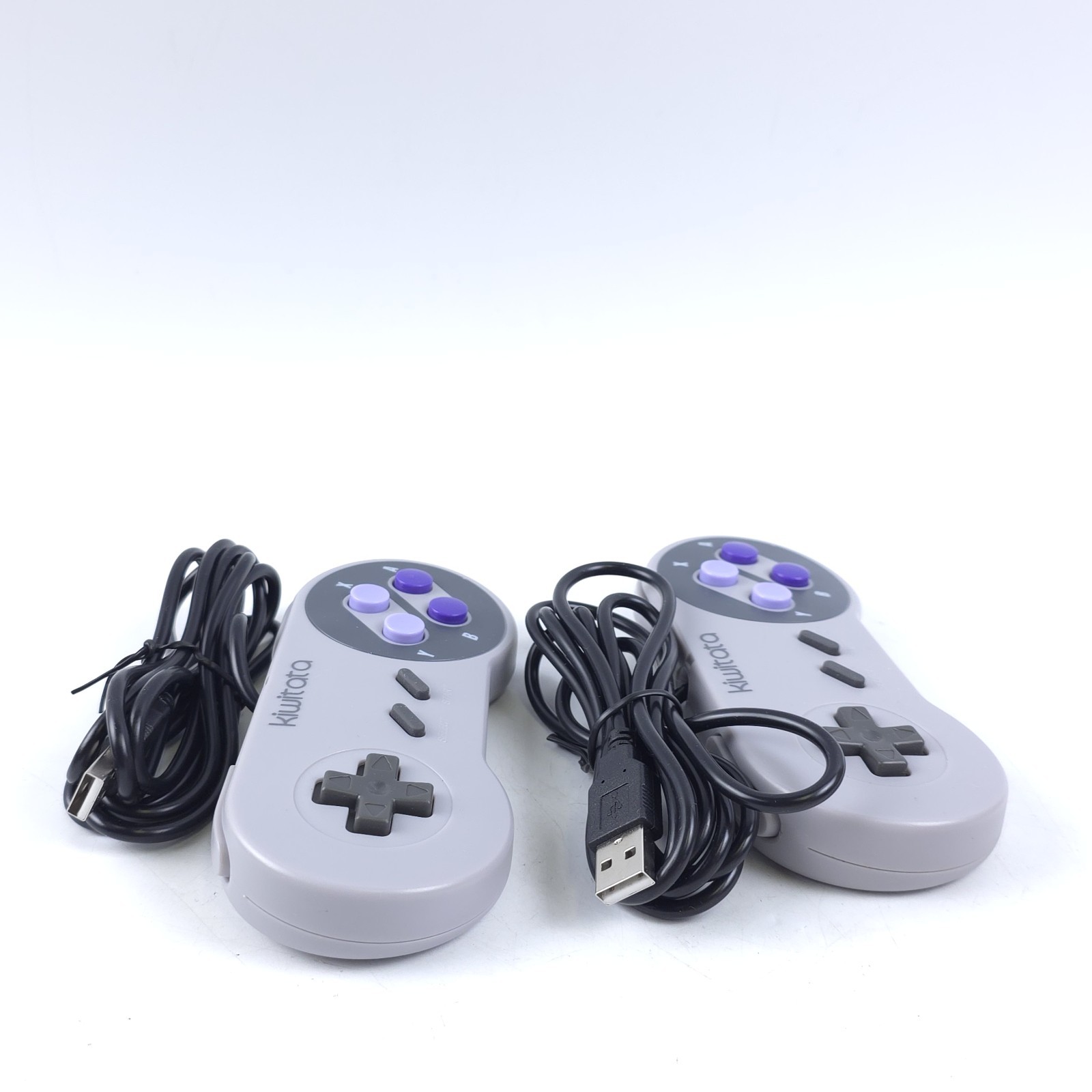 KIWITATA 2X Classic SNES USB Controller for PC Grey/Purple Keys 2Pack