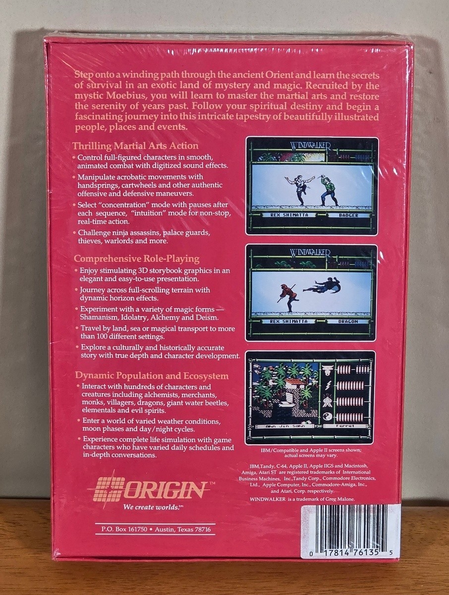 New Sealed Windwalker Moebius Commodore Amiga Big Box Game Complete CIB 1989