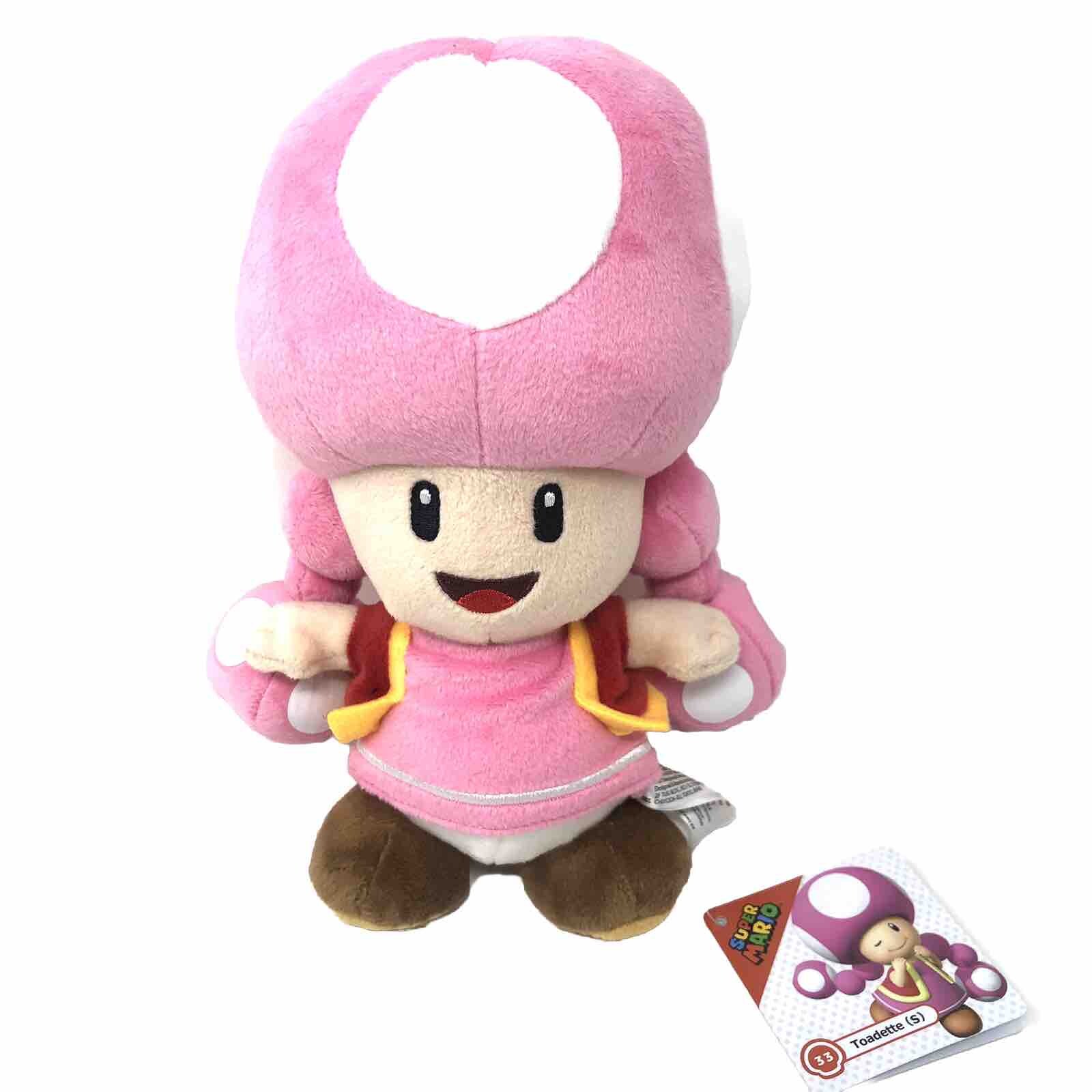 Super Mario Toadette Mushroom Pink Kinopiko Sanei Plush Toy Doll Nintendo 7.5”