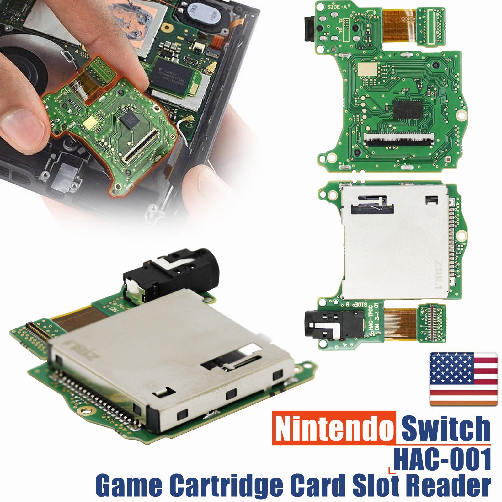 Game Cartridge Card Slot Reader &Headphone Audio Jack Cable For Nintendo Switch