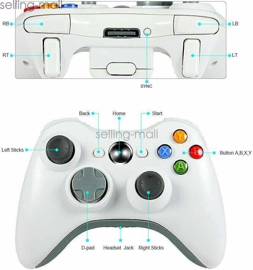 USB Wireless/Wired Game Controller For XBOX 360& PC Windows /Glow xbox360 Gampad