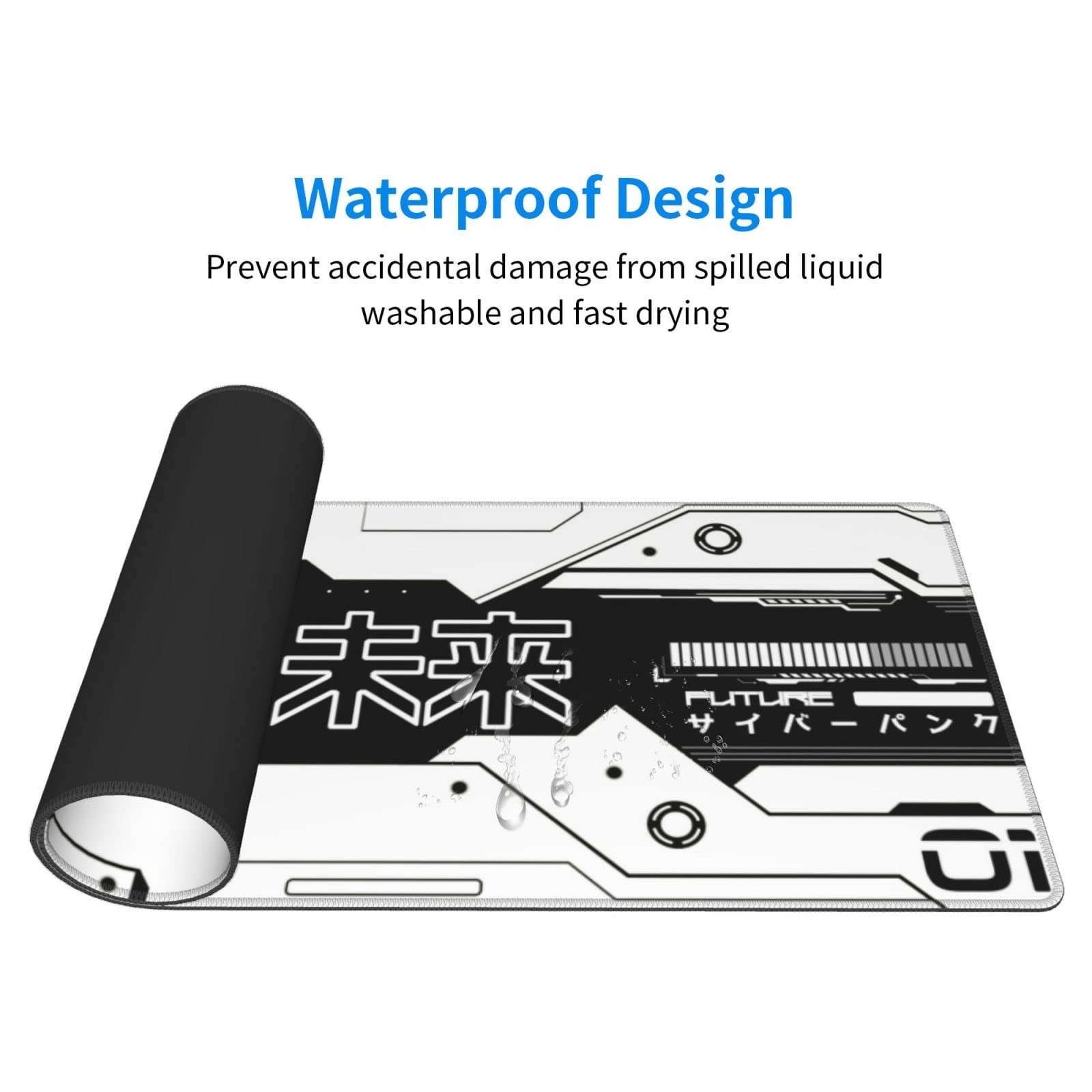 Black and White Future Gaming Mouse Pad XL, Large Non Slip Rubber Mousepad, S…