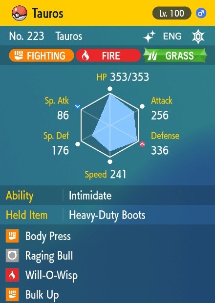 Pokemon Scarlet and Violet 6iv Shiny Max EV Tauros-Paldea-Fire