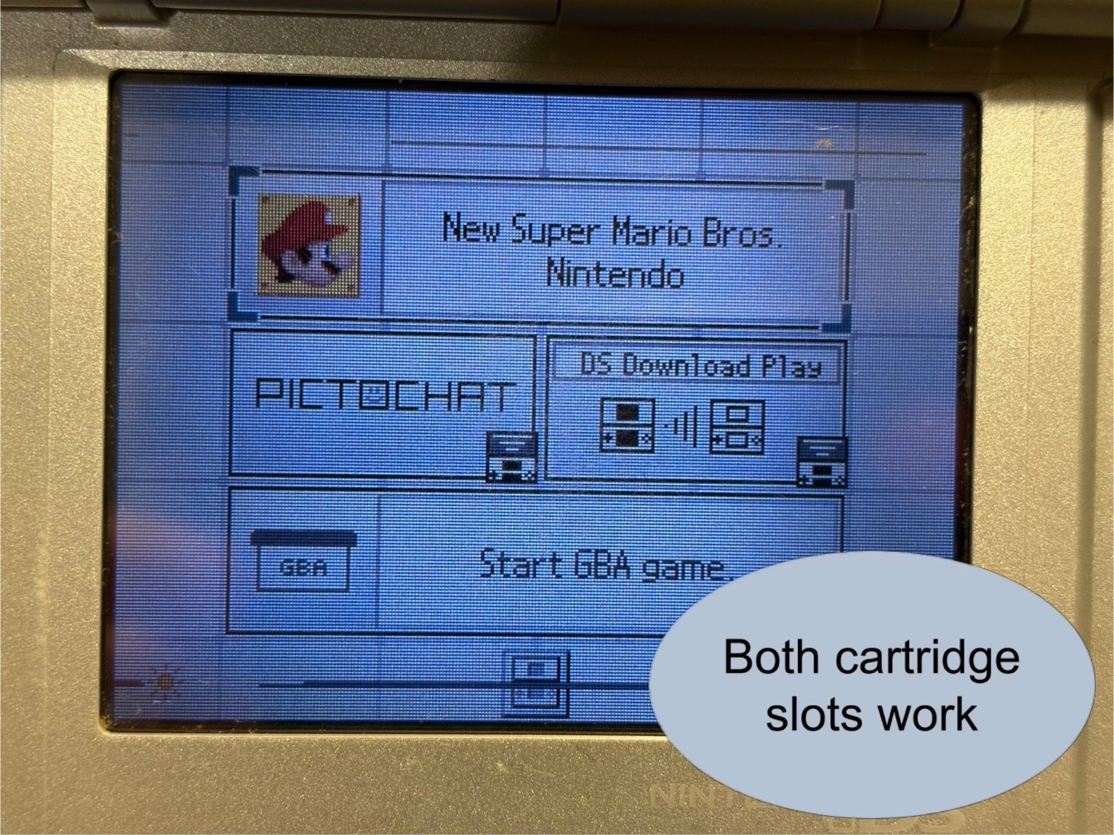 Nintendo DS Silver Handheld System – Fair Condition – TESTED AND WORKING (14D)
