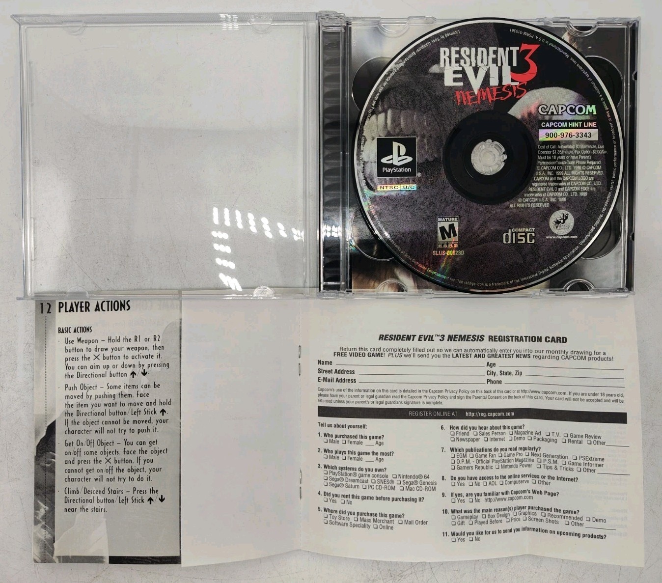 Resident Evil 3: Nemesis (PlayStation 1 PS1, 1999) CIB w/ Demo + Case Protector