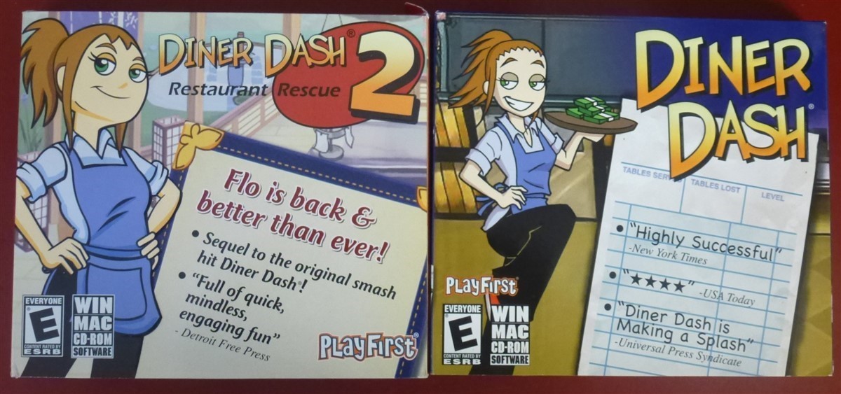 Video Game PC Diner Dash 1 & Diner Dash 2 Restaurant Rescue Set NEW SEALED Jewel