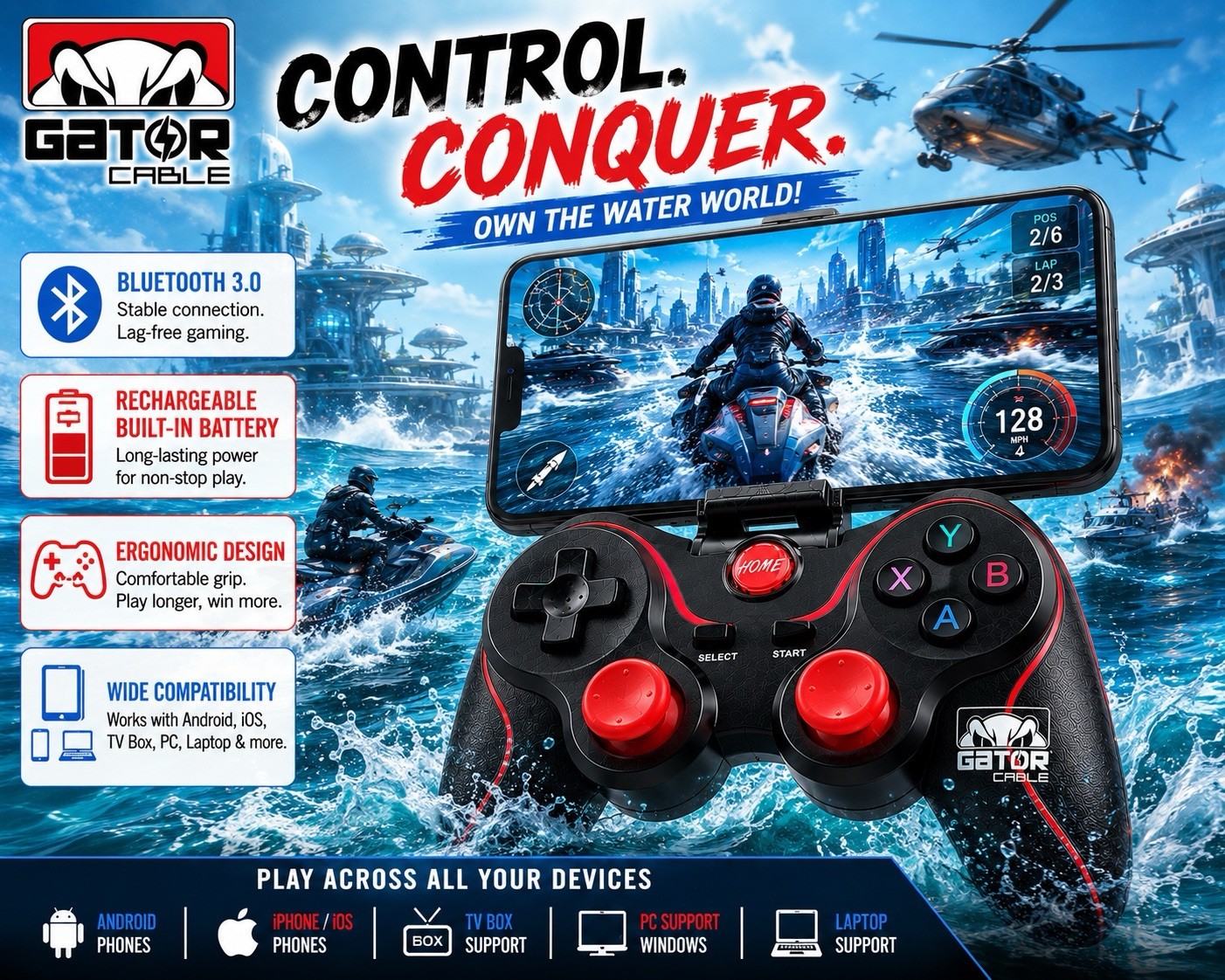 Wireless Bluetooth 5.0 Game Controller Gamepad For Android iOS iPhone Tablet PC
