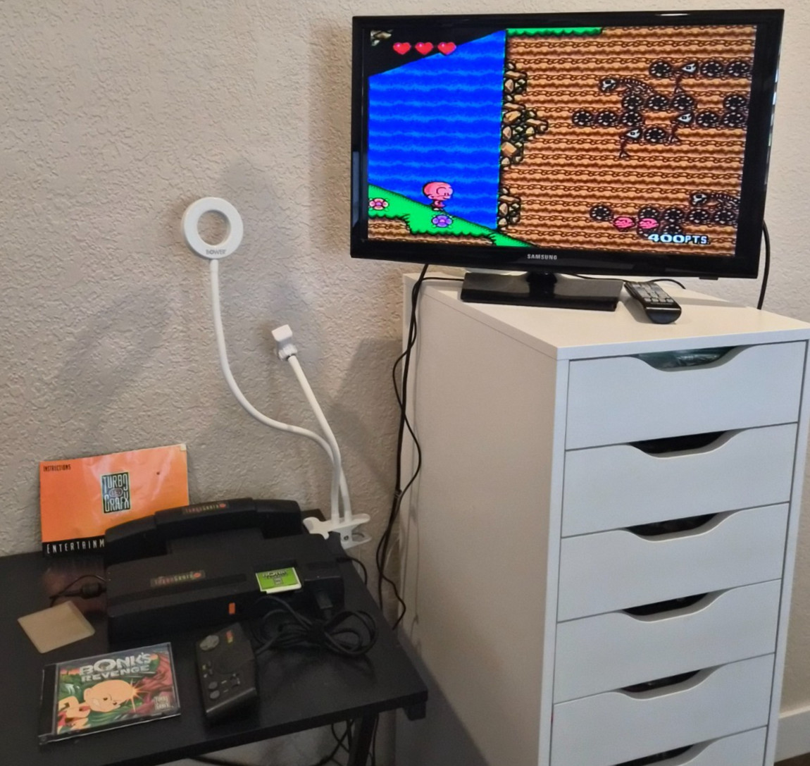 NEC TurboGrafx-16 Console w/Power Adapter RF Switch Controller Bonk’s Revenge