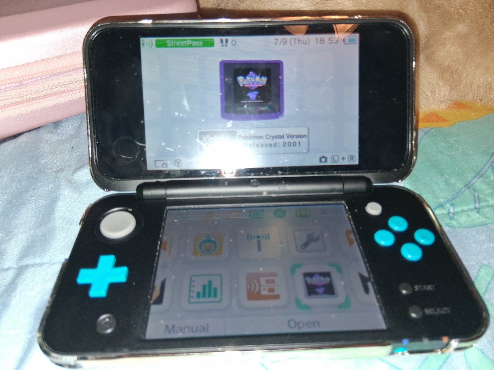 Nintendo 2DS XL Black Blue fire emblem fates revelations/Pokémon crystal