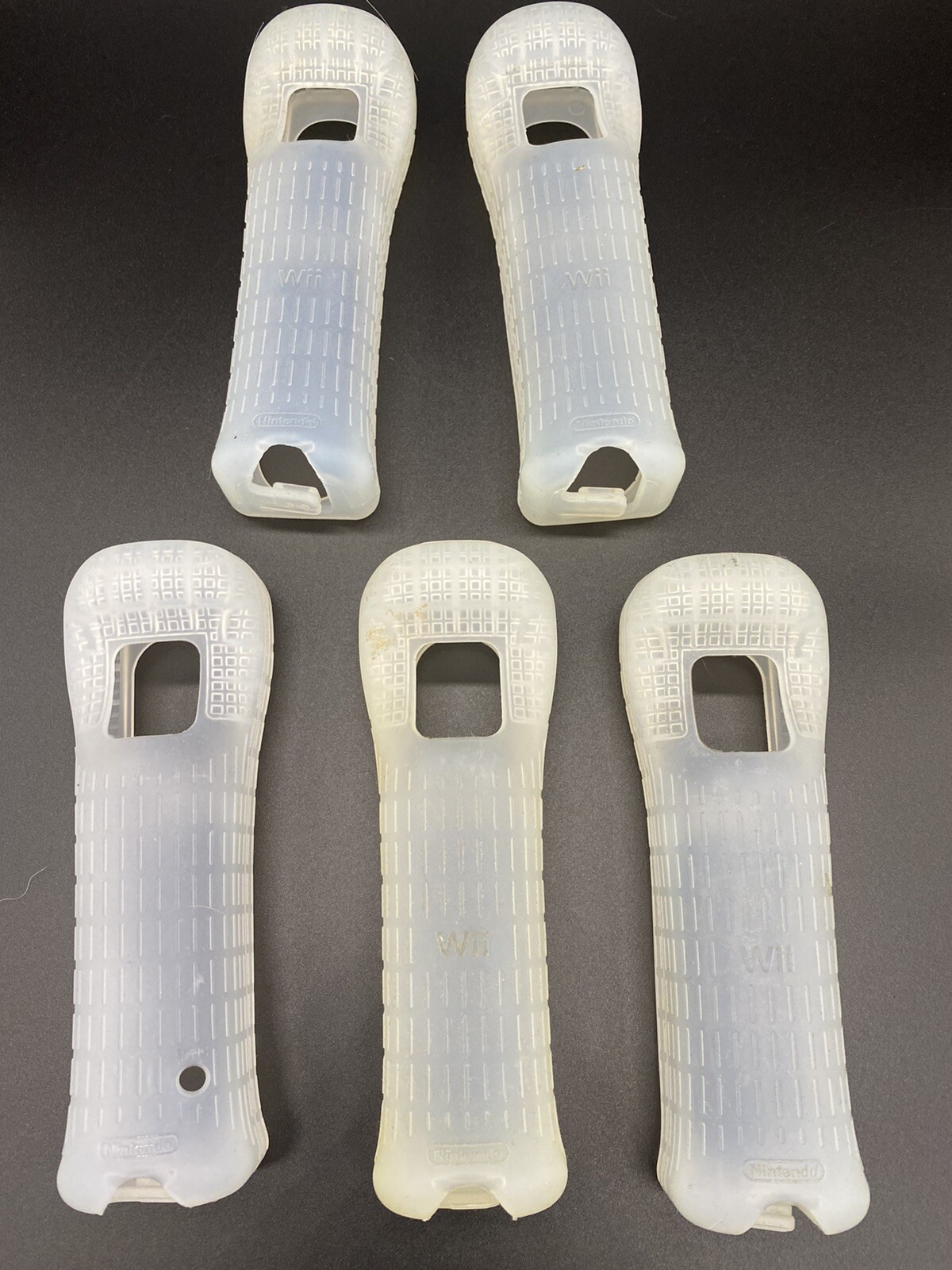 Used Nintendo Wii Remote Rubber Silicone Gel Cover Sleeves Clear Lot Of 5