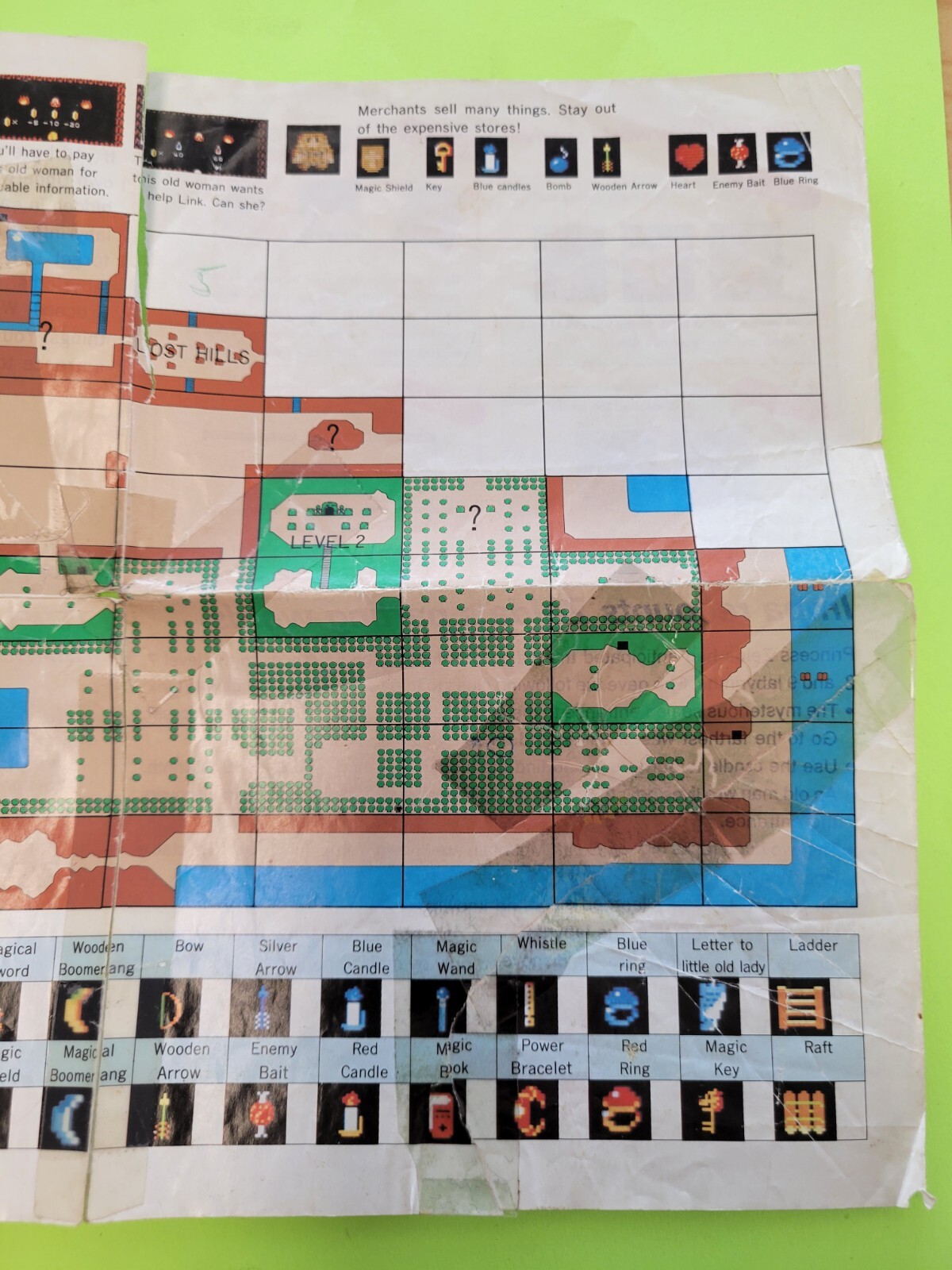 Vtg 1987 LEGEND OF ZELDA Nintendo NES Original Maps & Strategies Fold-Out Insert