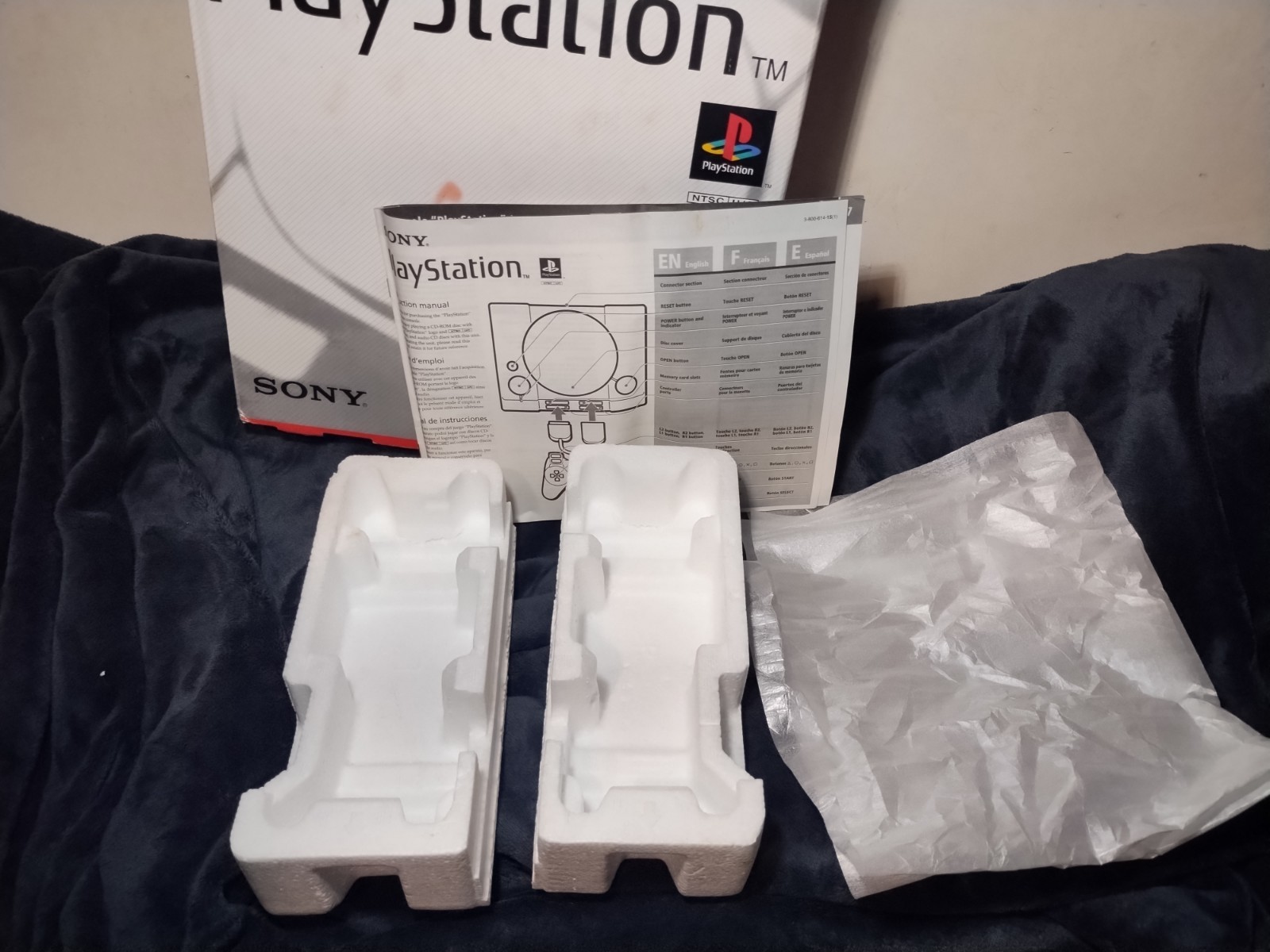 Empty Playstation 1 Console System Box, Foam, Protector & Manual Only PS1