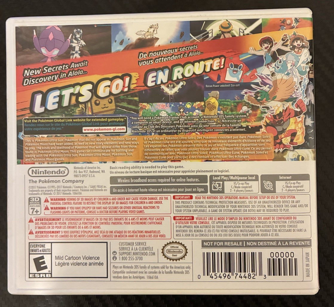 Pokemon Ultra Sun – Nintendo 3DS Authentic, Tested and Working, CIB